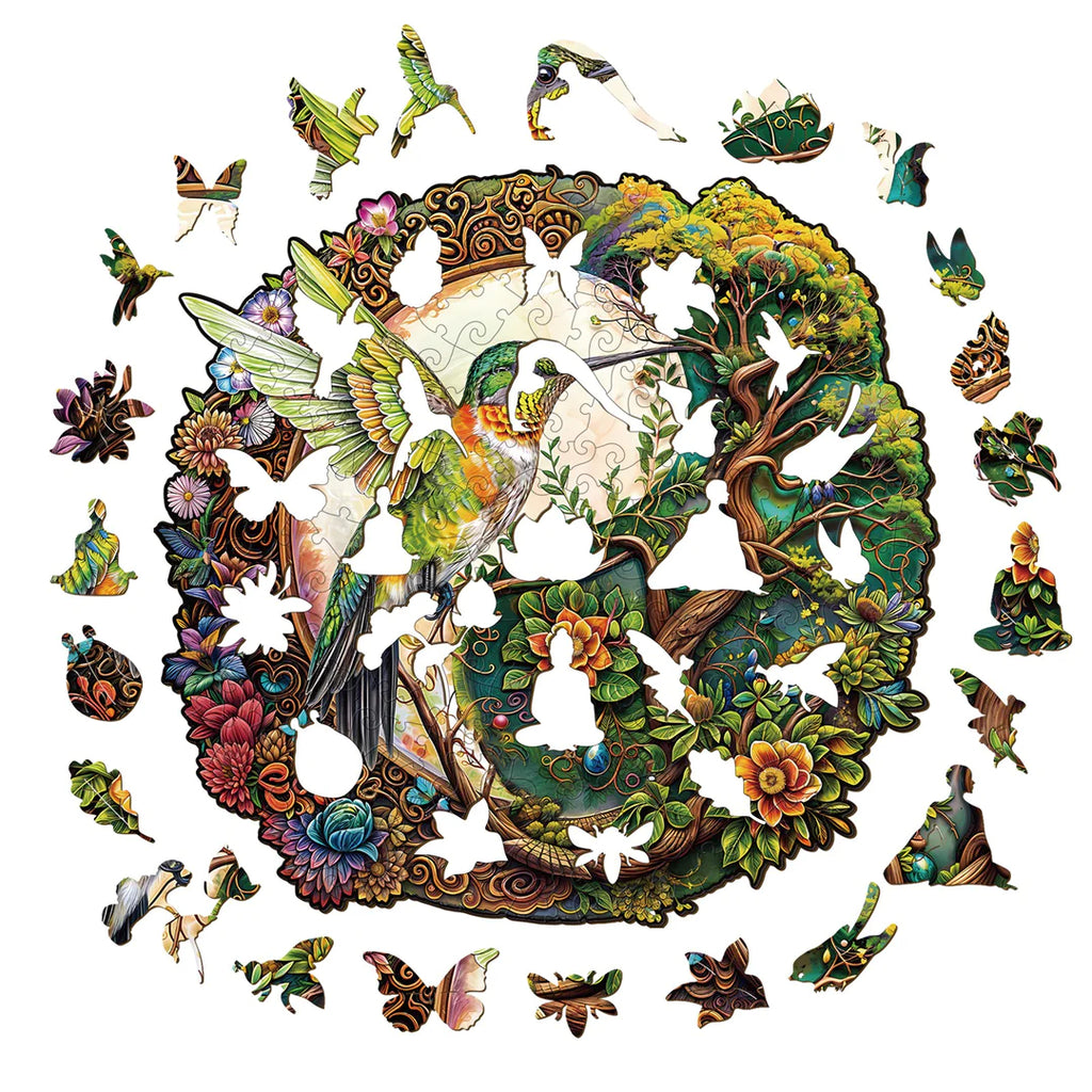 Yin Yang Hummingbird - Wooden Jigsaw Puzzle - image 1