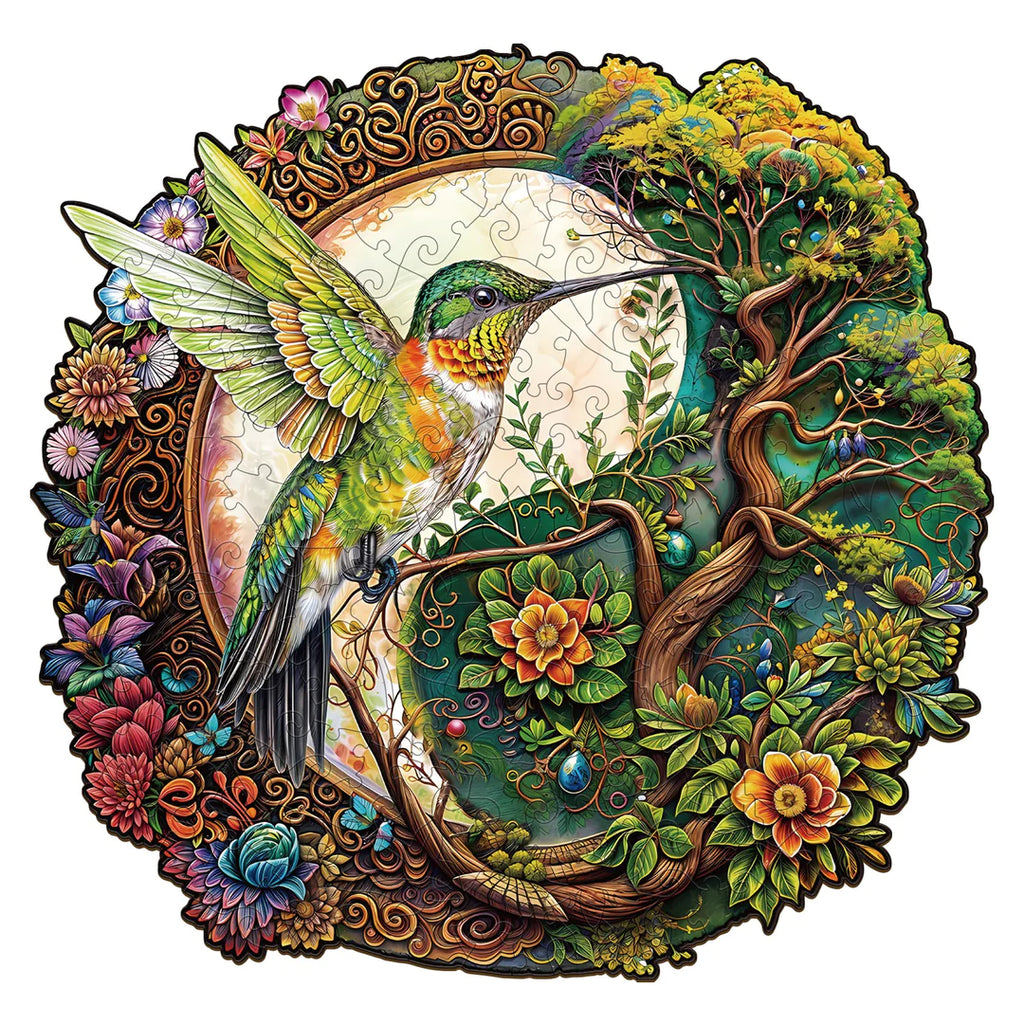 Yin Yang Hummingbird - Wooden Jigsaw Puzzle - A3 - Wooden Gift Packaging - image 0