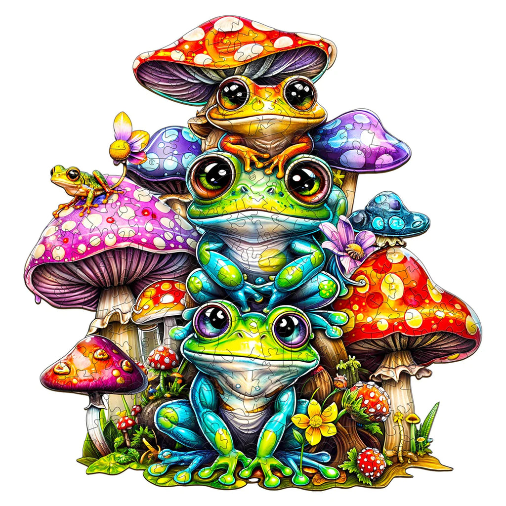 Rubbyoo Frog Family - Wooden Jigsaw Puzzle - A3 - Wooden Gift Packaging - image 0