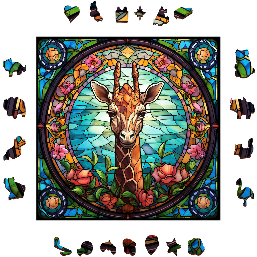Garden Giraffe - Wooden Jigsaw Puzzle - image 1