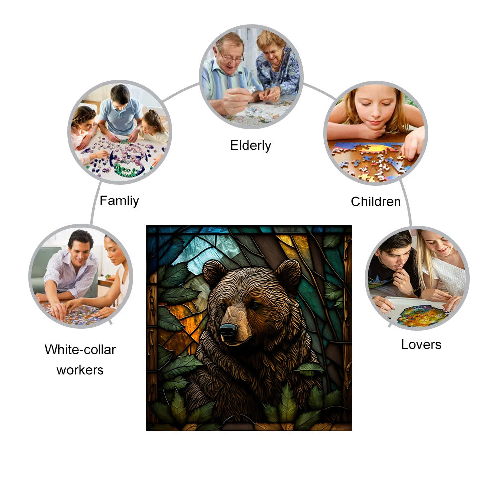 Black Bear In Forest - Wooden Jigsaw Puzzle - image 3