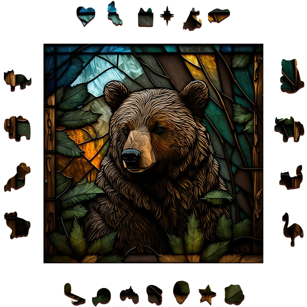 Black Bear In Forest - Wooden Jigsaw Puzzle - image 1