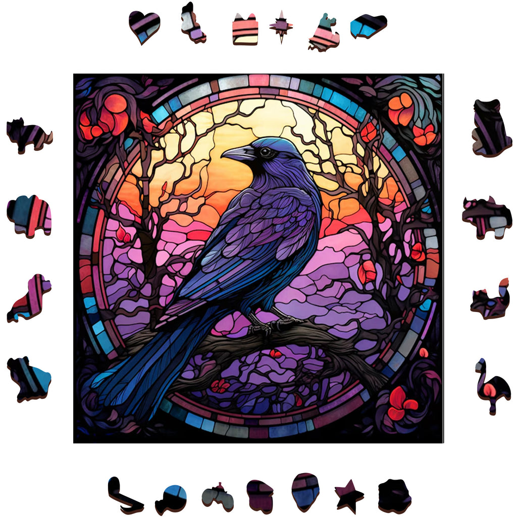 Ornate Raven Feathers - Wooden Jigsaw Puzzle - image 1