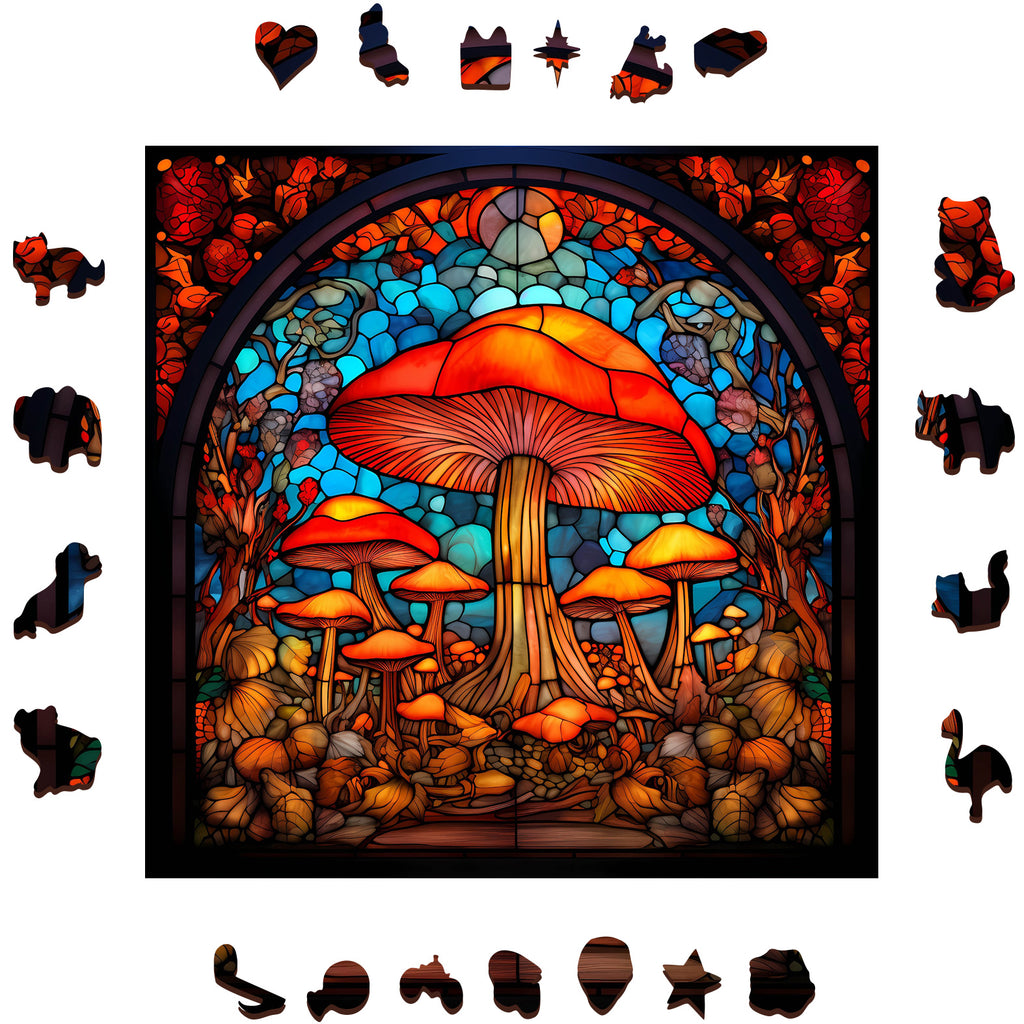 Fantasy Mushroom World - Wooden Jigsaw Puzzle - image 1