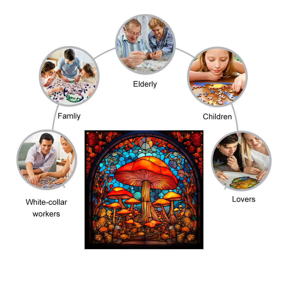 Fantasy Mushroom World - Wooden Jigsaw Puzzle - image 3