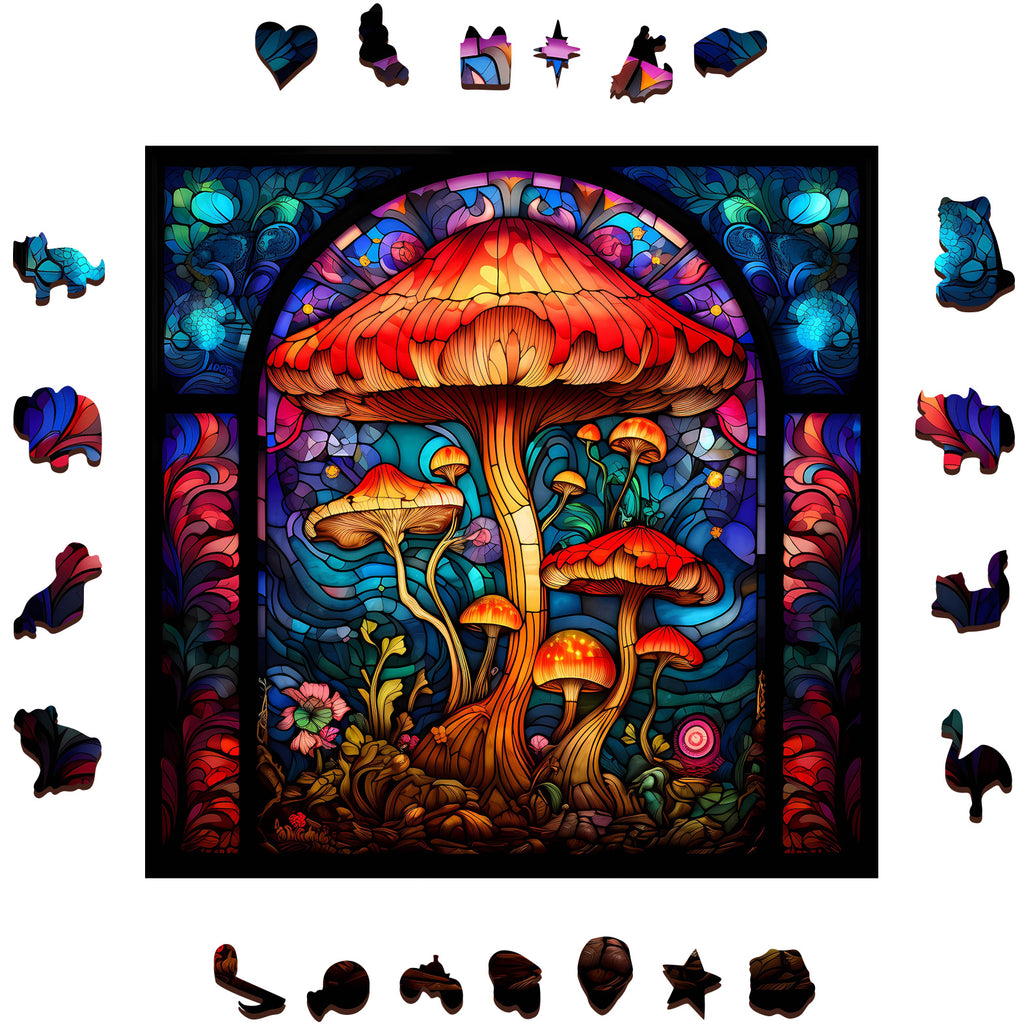 Trippy Mushroom - Wooden Jigsaw Puzzle - image 1