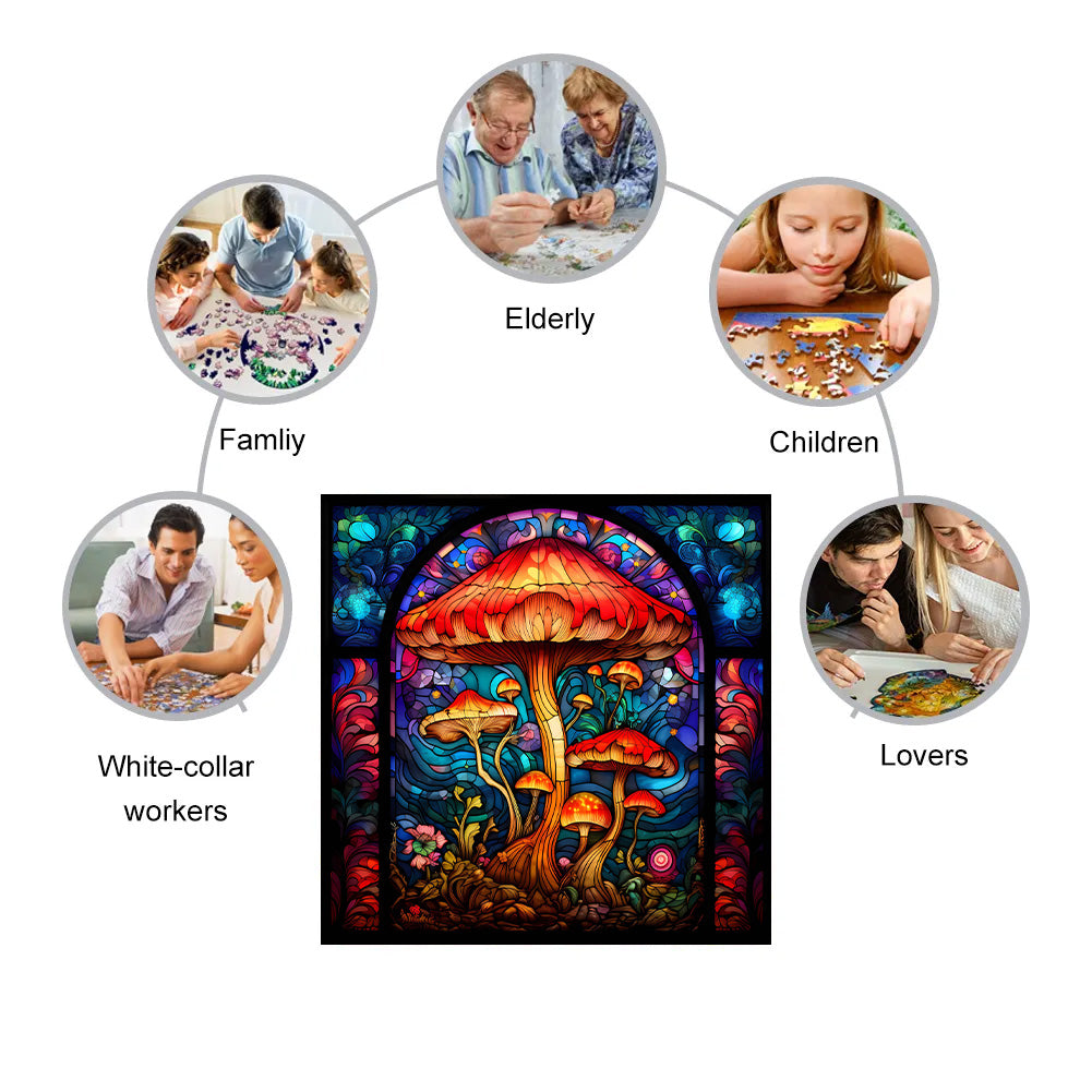 Trippy Mushroom - Wooden Jigsaw Puzzle - image 3