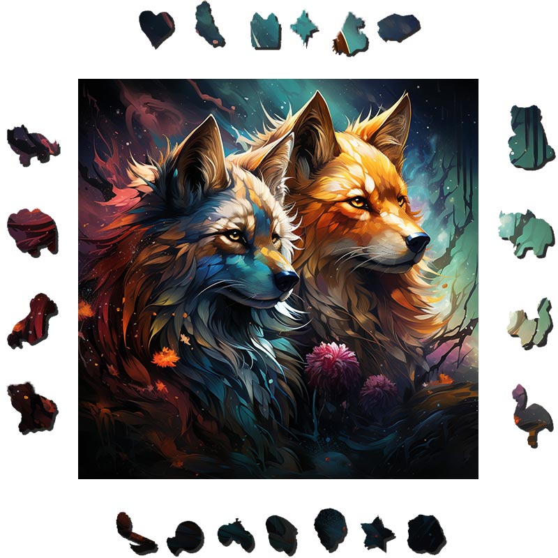 Mother and Father Wolf  - Wooden Jigsaw Puzzle - image 1