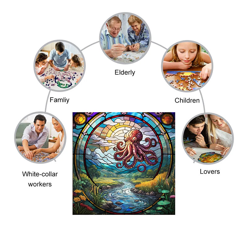 Vibrant Octopus  - Wooden Jigsaw Puzzle - image 3