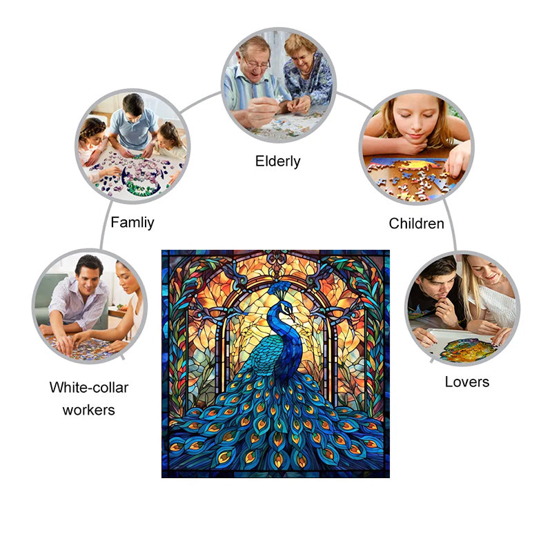 Colorful Peacock In Park - Wooden Jigsaw Puzzle - image 3