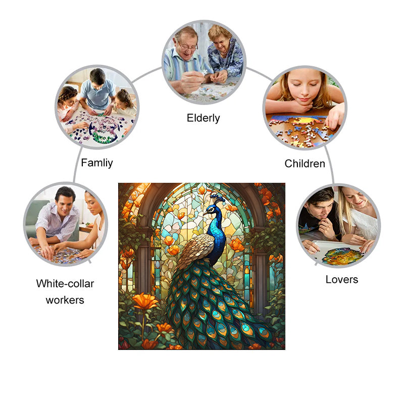 Noble Peacock - Wooden Jigsaw Puzzle - image 3