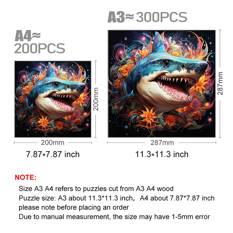 Shark Emerges From Flowers - Wooden Jigsaw Puzzle - image 2