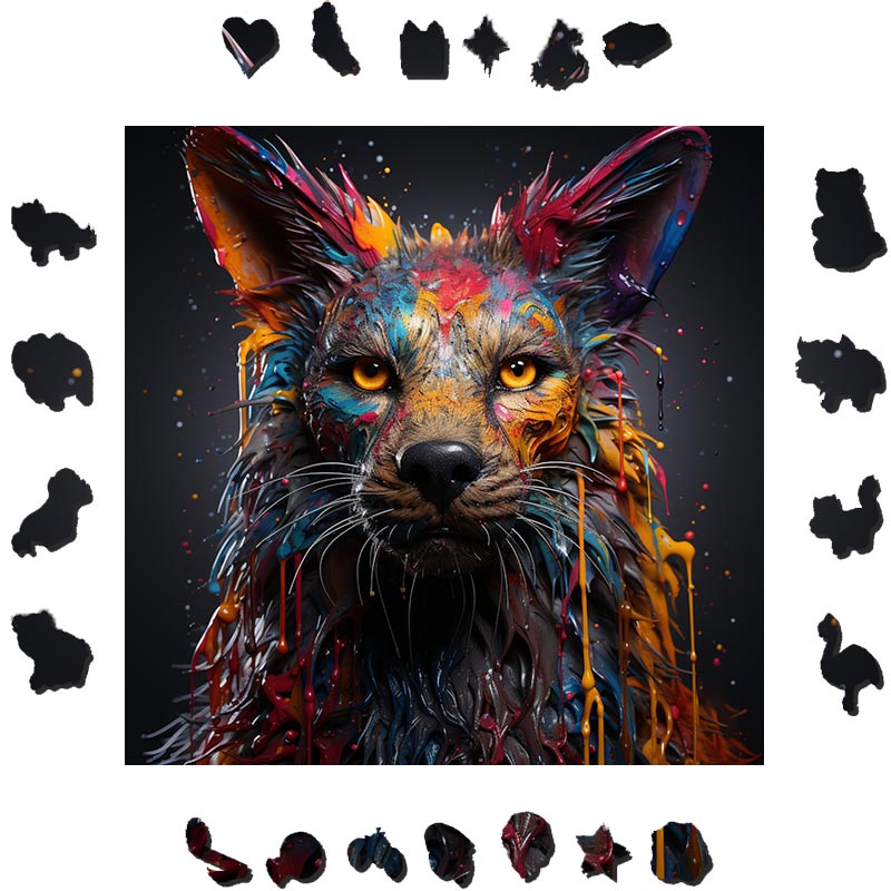 Painted Wolf - Wooden Jigsaw Puzzle - image 1