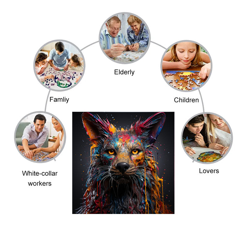 Painted Wolf - Wooden Jigsaw Puzzle - image 3