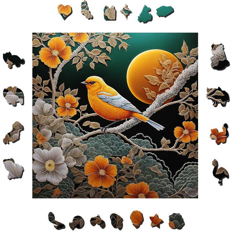 Sunshine Bird Embraced By Float  - Wooden Jigsaw Puzzle - image 1