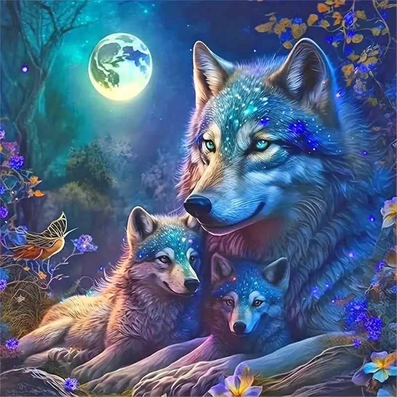 Moon Night Wolf  - Wooden Jigsaw Puzzle - A3  - image 0