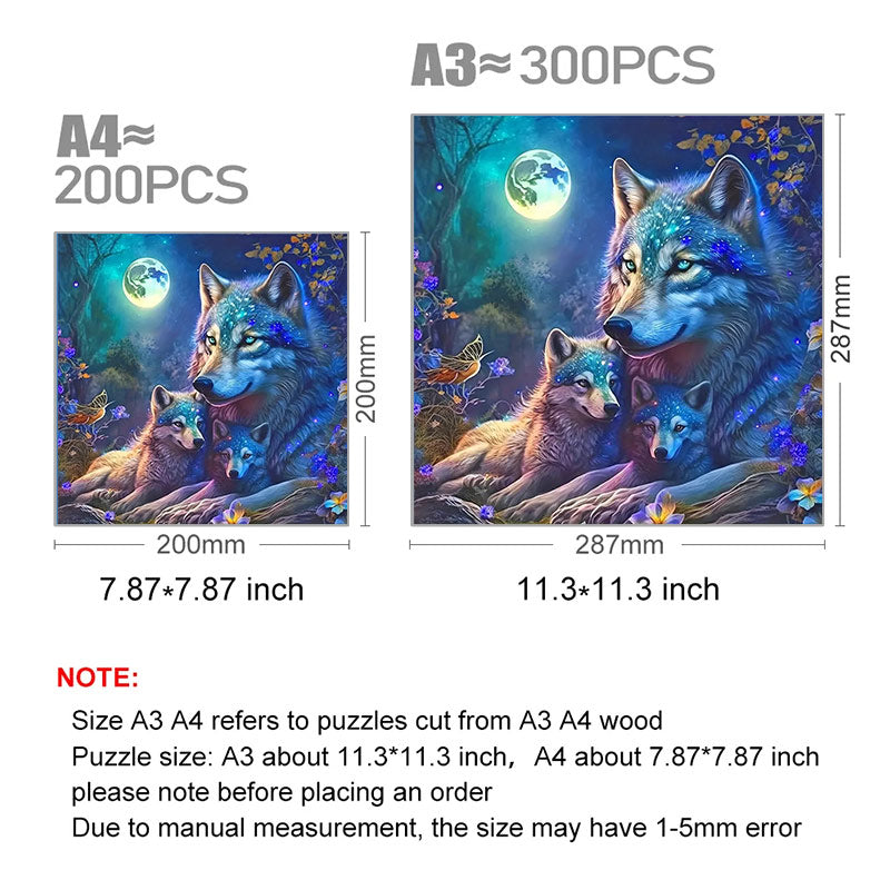Moon Night Wolf  - Wooden Jigsaw Puzzle - image 2