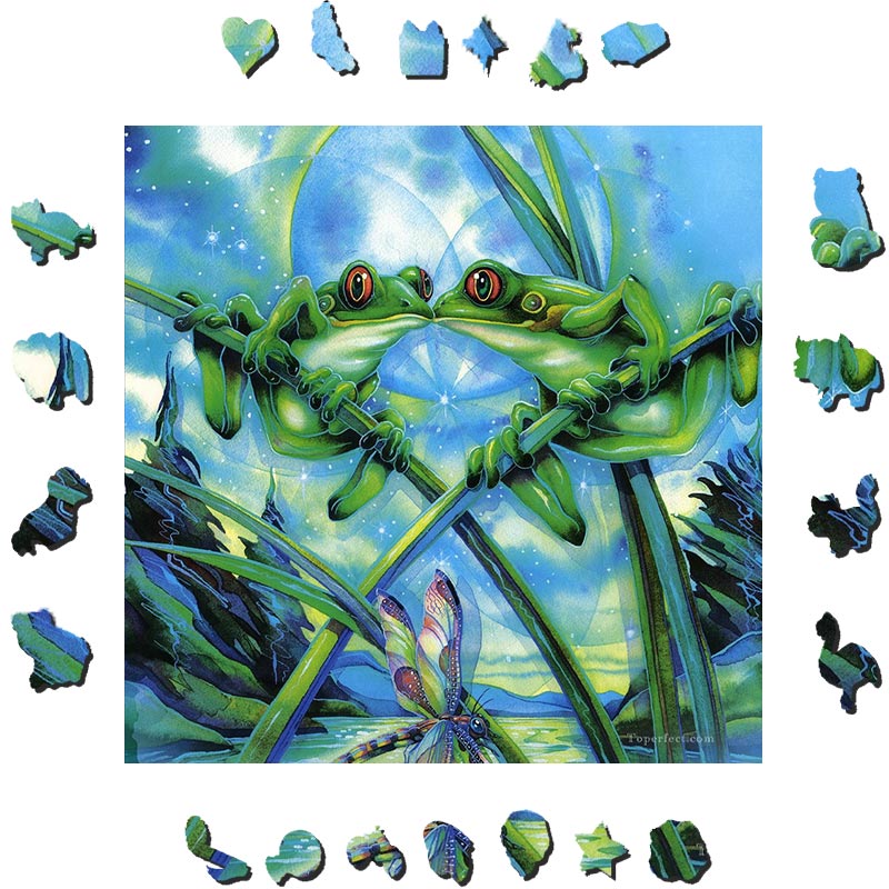 Frogs Kisses - Wooden Jigsaw Puzzle - image 1