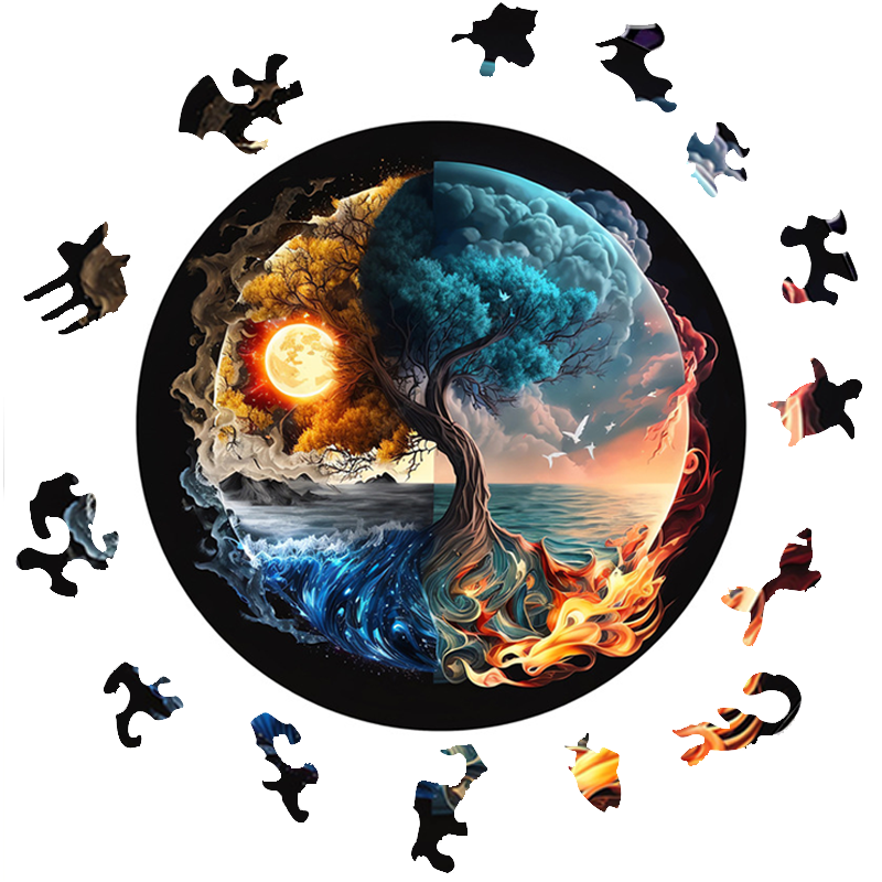 Yin-yang Tree - Wooden Jigsaw Puzzles - image 1