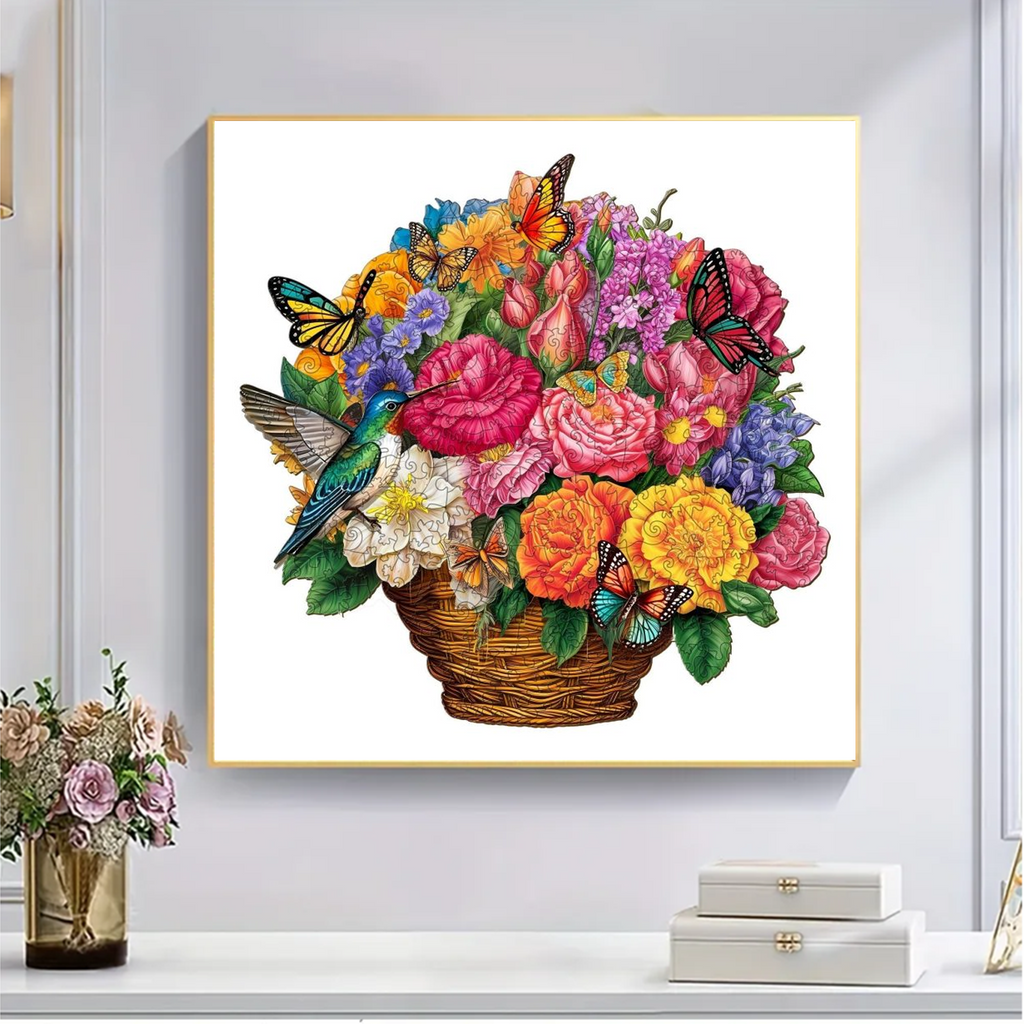 Flower Basket ‘Peonies and Butterflies’ - Wooden Jigsaw Puzzles - image 2