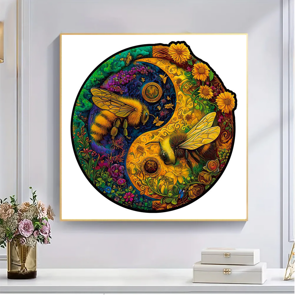 Pollinator Bees Yin Yang - Wooden Jigsaw Puzzles - image 2