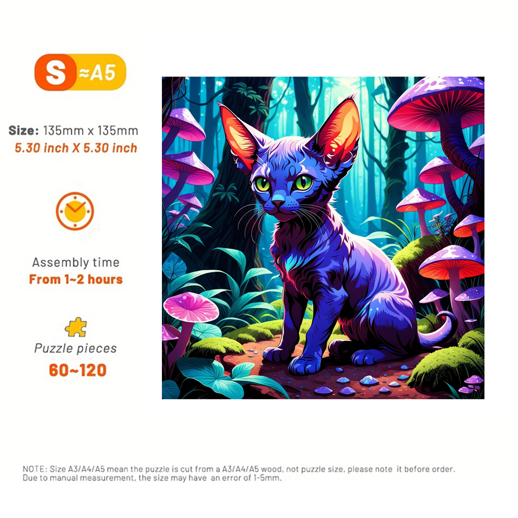Cat Deep In The Mysterious Woods - Wooden Jigsaw Puzzle - image 2