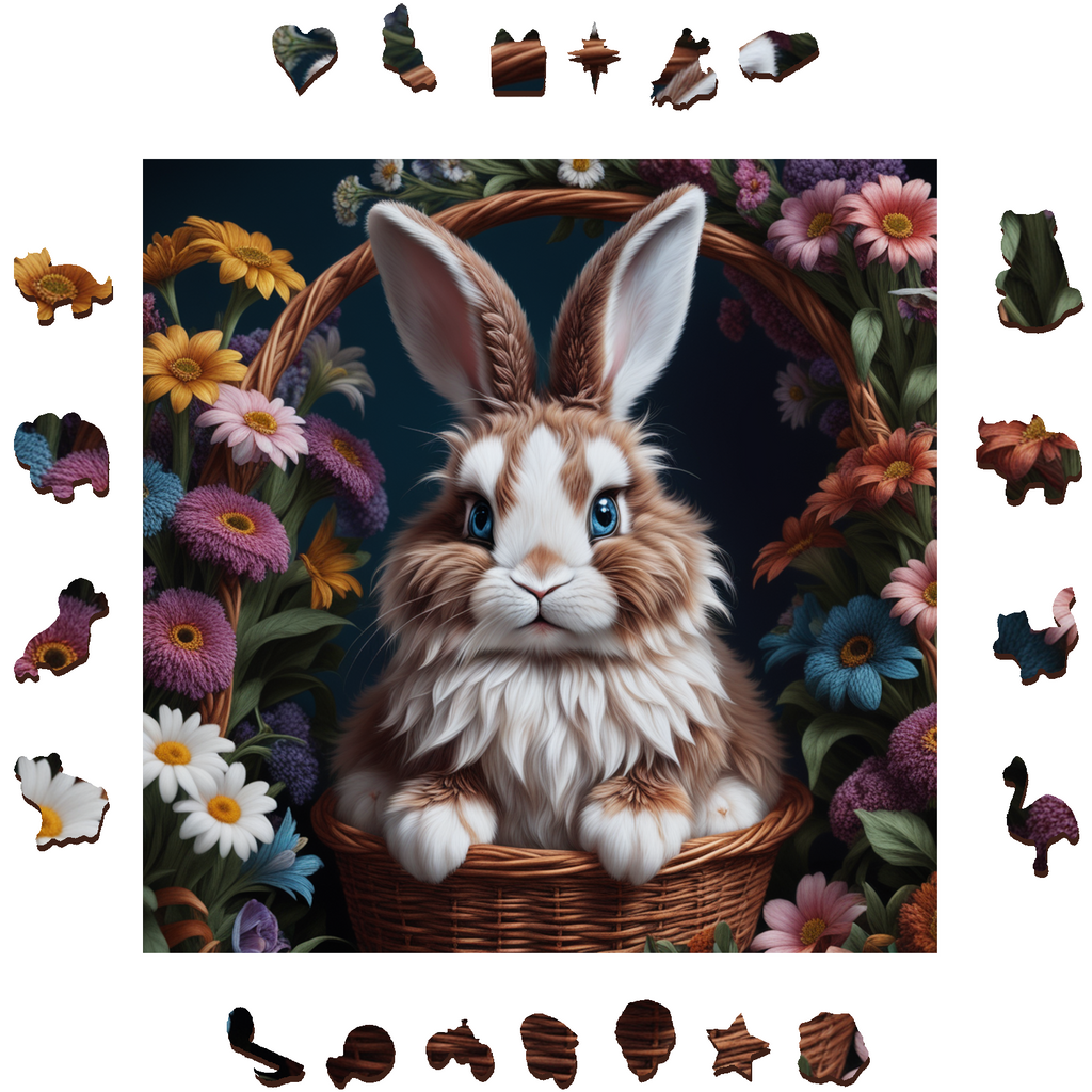 Rabbit With Sapphire Eyes - Wooden Jigsaw Puzzle - image 1