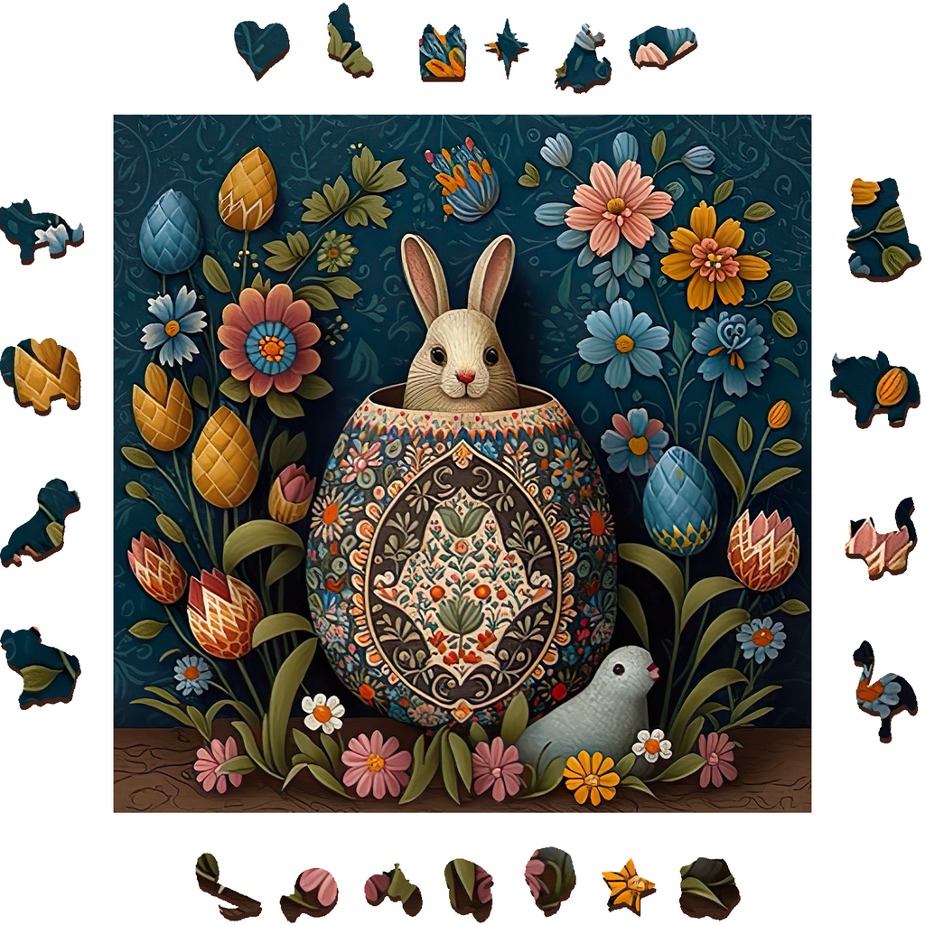 Bunny among Easter eggs - Wooden Jigsaw Puzzle - image 1