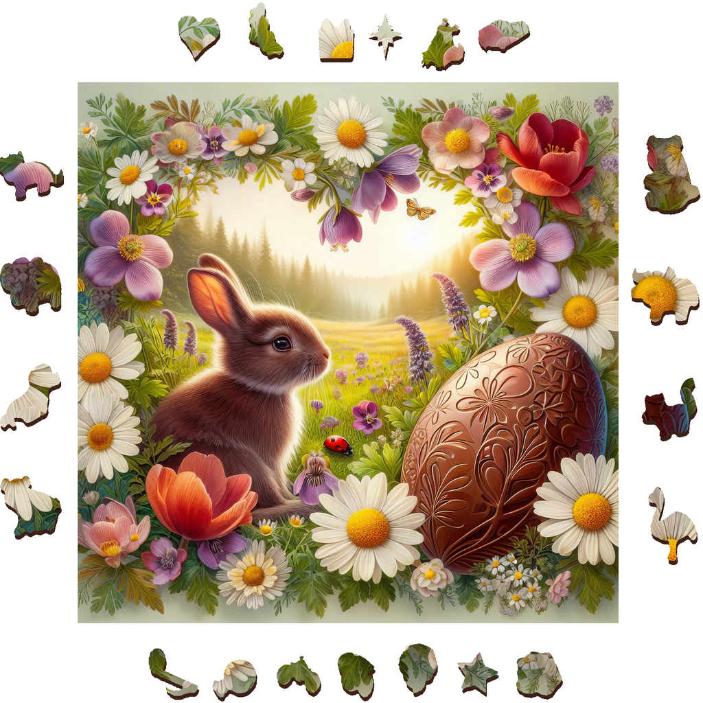 Flowers And Easter Eggs - Wooden Jigsaw Puzzle - image 1