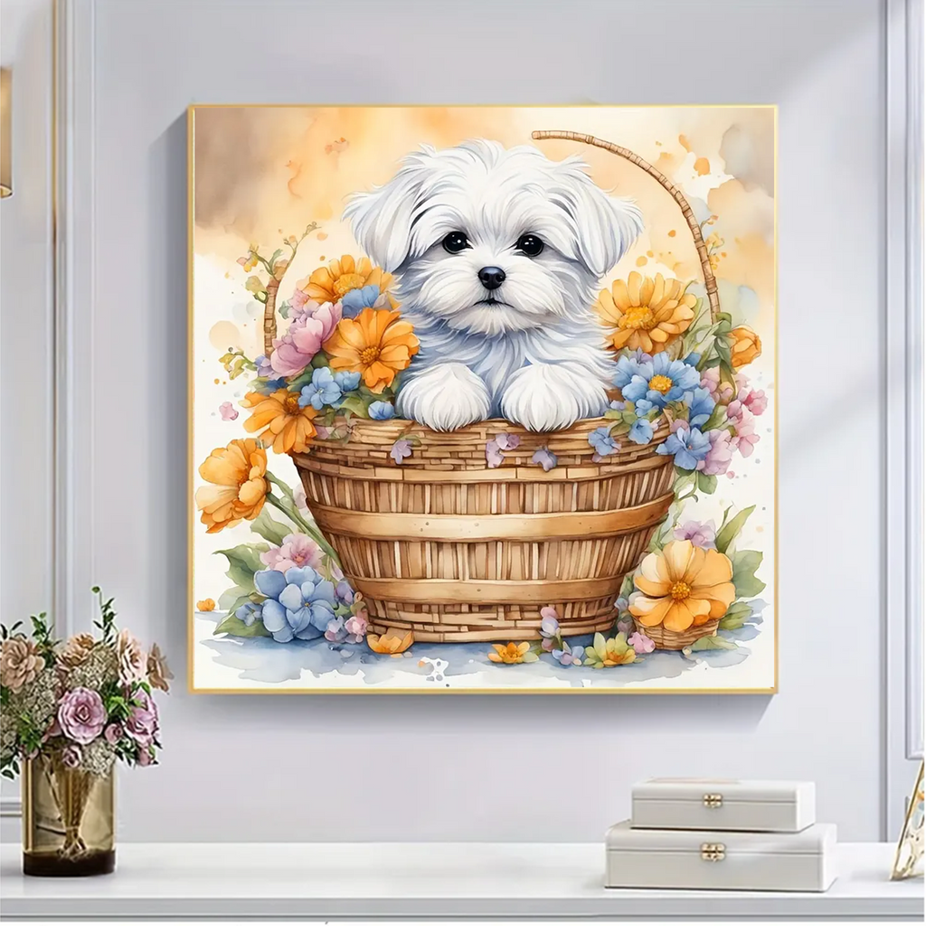  Cute Puppy In Flower Basket - Wooden Jigsaw Puzzle - image 3