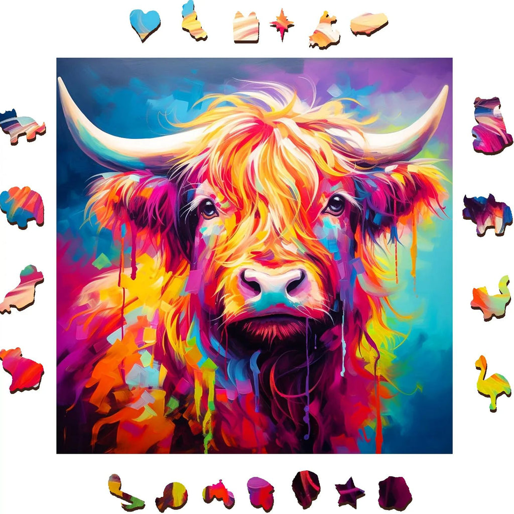 Colorful Cow - Wooden Jigsaw Puzzle - image 1