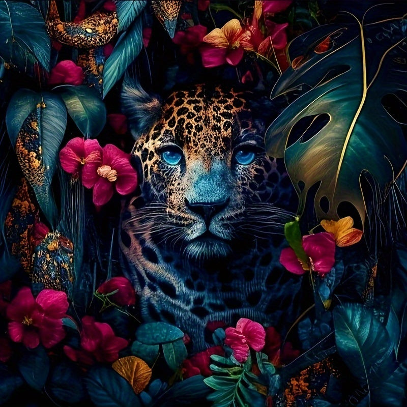 Leopard Among The Dark Flowers - Wooden Jigsaw Puzzle - A3  - Wooden Gift Packaging - image 0