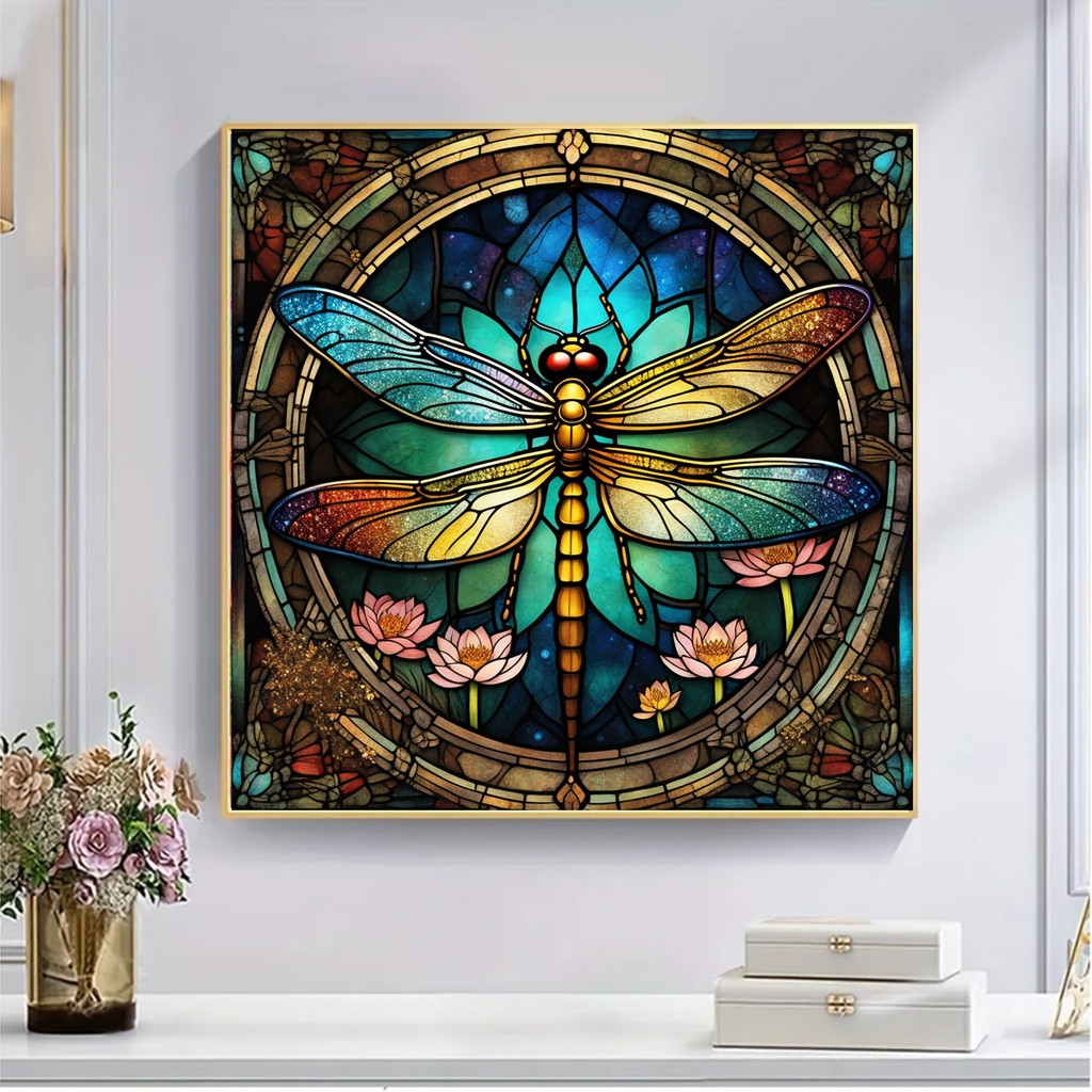 Majestic Colored Glass Dragonfly - Wooden Jigsaw Puzzle - image 4
