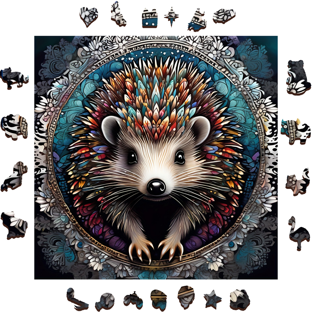 Unique Hedgehog - Wooden Jigsaw Puzzle - image 1