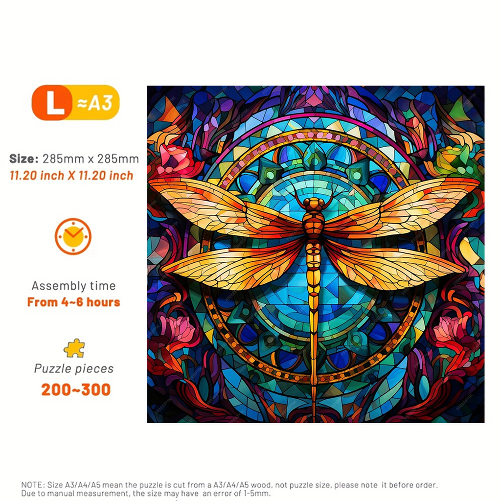 Dragonfly & A Kaleidoscope of Colors - Wooden Jigsaw Puzzle - image 3