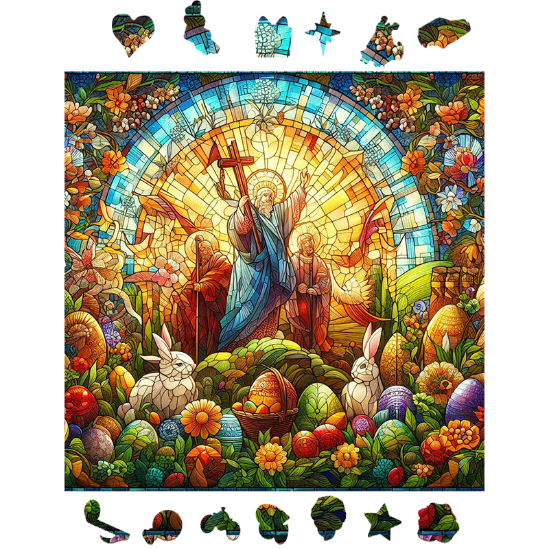 Happy Easter Cross & Jesu -   Jigsaw Puzzle - image 1