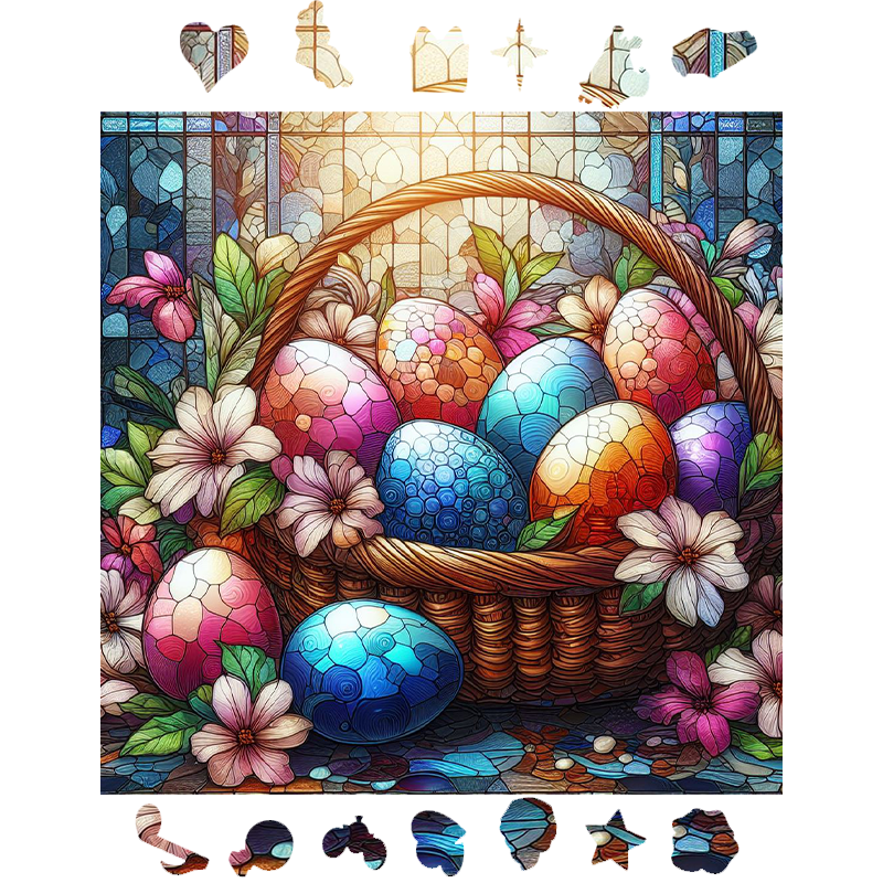 Easter Basket - Wooden Jigsaw Puzzle - image 1