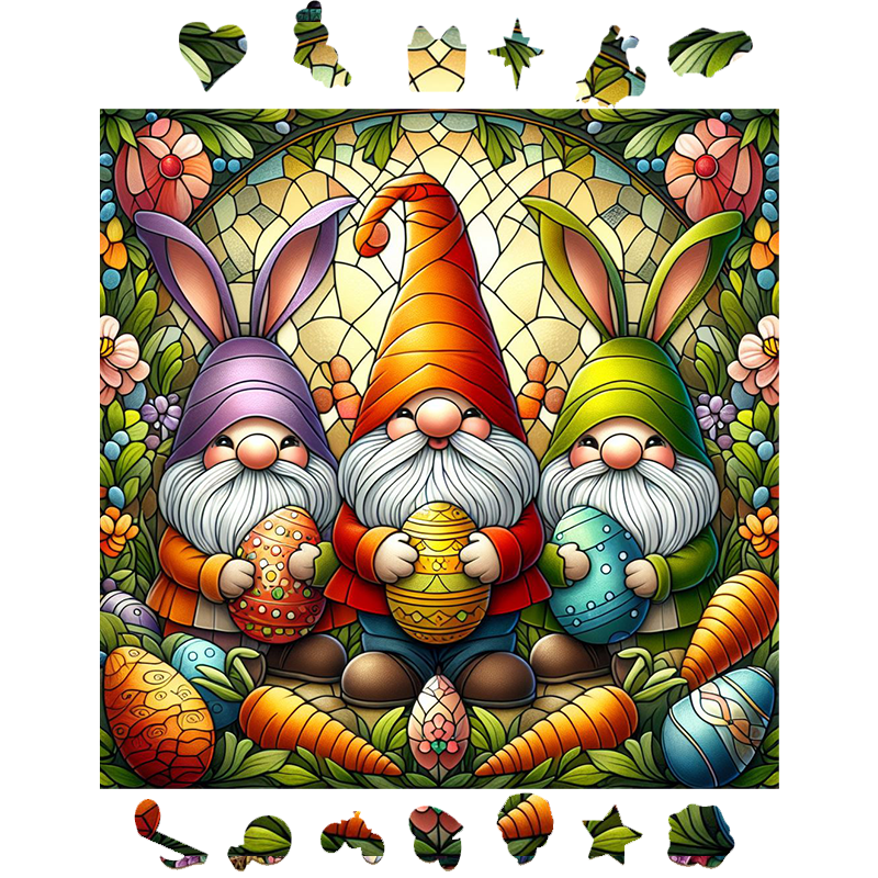 Easter Day Gnome - Wooden Jigsaw Puzzle - image 1