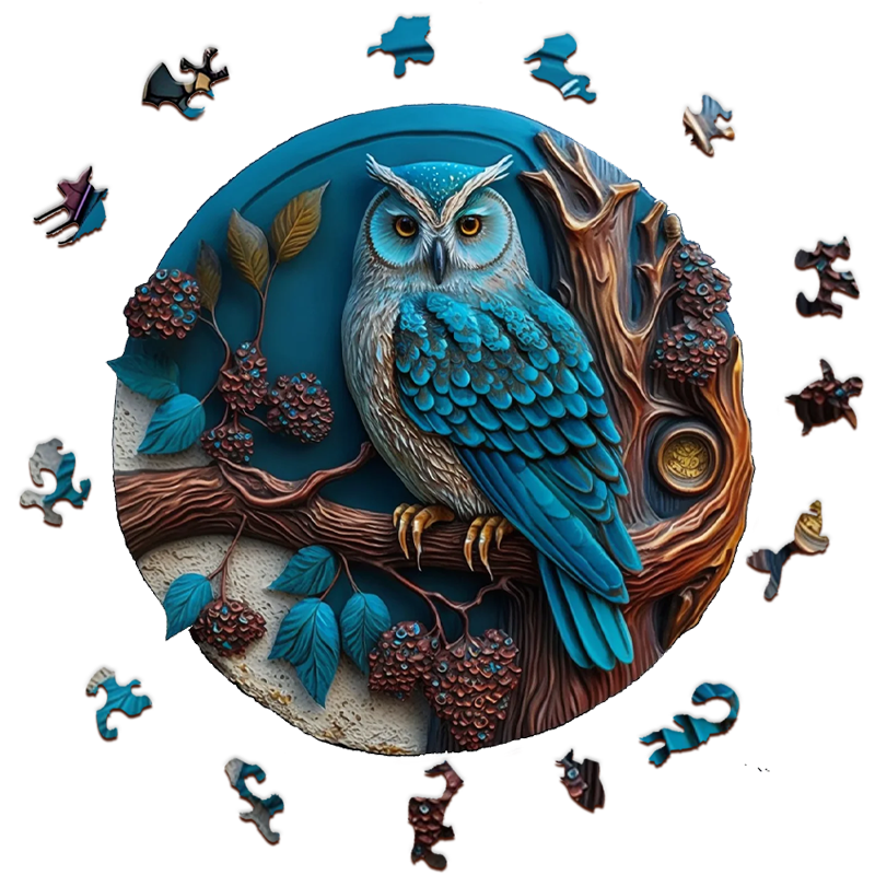 Blue Owl - Wooden Jigsaw Puzzle - image 1