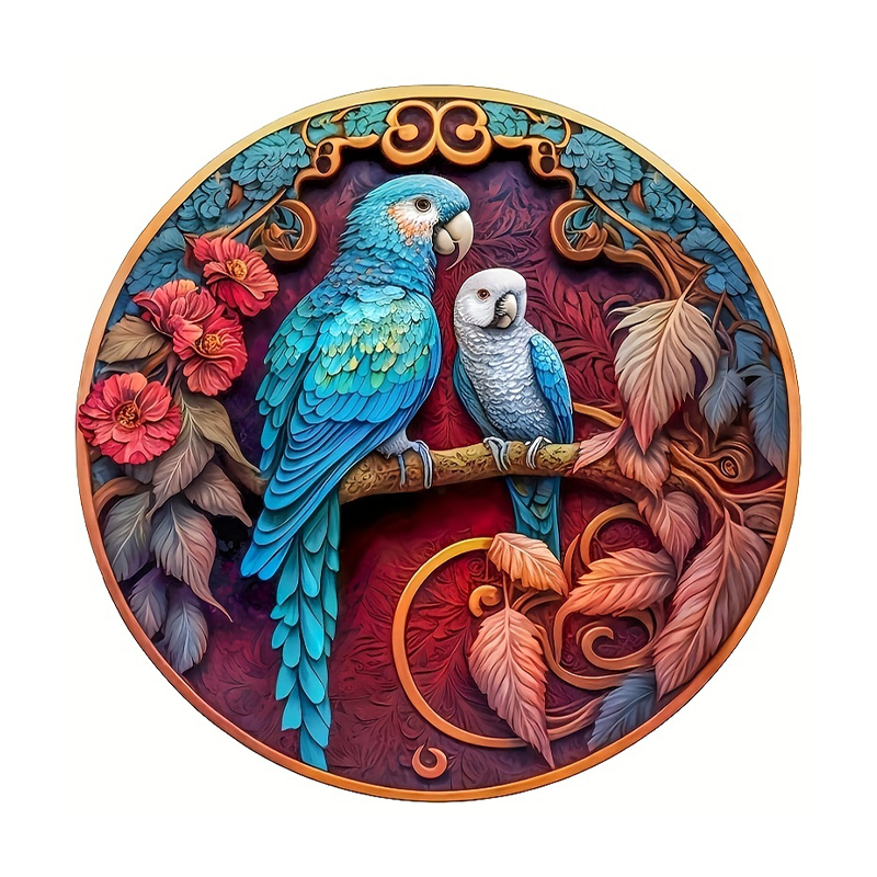 Round Peacock And Bird - Wooden Jigsaw Puzzle - A3  - image 0