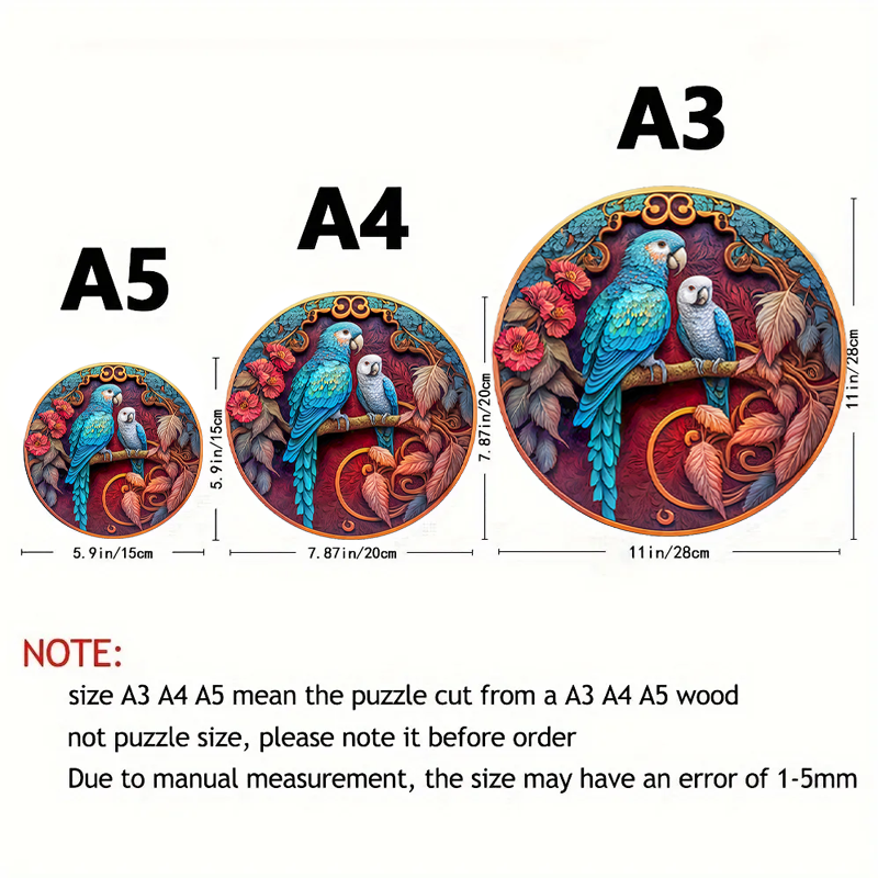 Round Peacock And Bird - Wooden Jigsaw Puzzle - image 2