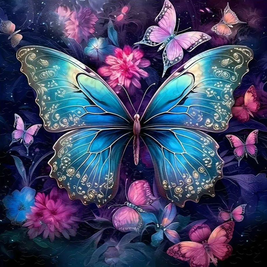 Colorful Butterfly - Wooden Jigsaw Puzzle - A2 (500 PCS) - Wooden Gift Packaging - image 0