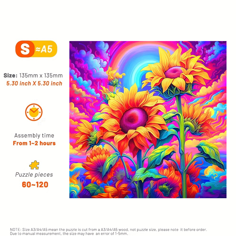 Rainbow Sunflower - Wooden Jigsaw Puzzle - image 2