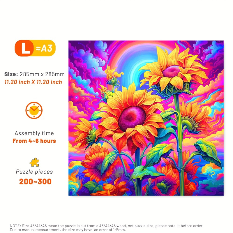 Rainbow Sunflower - Wooden Jigsaw Puzzle - image 3