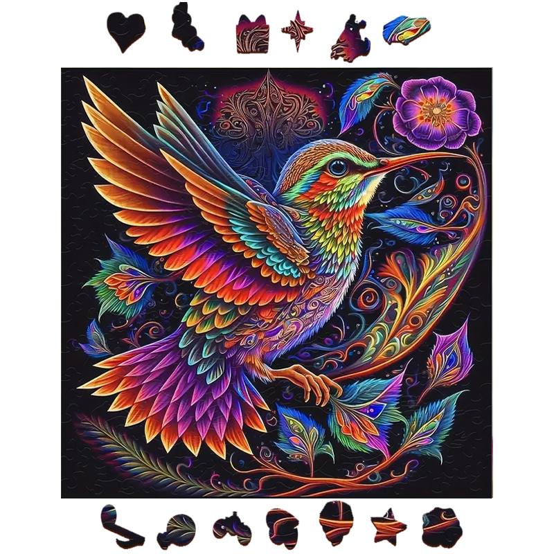 Colorful Hummingbird - Wooden Jigsaw Puzzle - image 1
