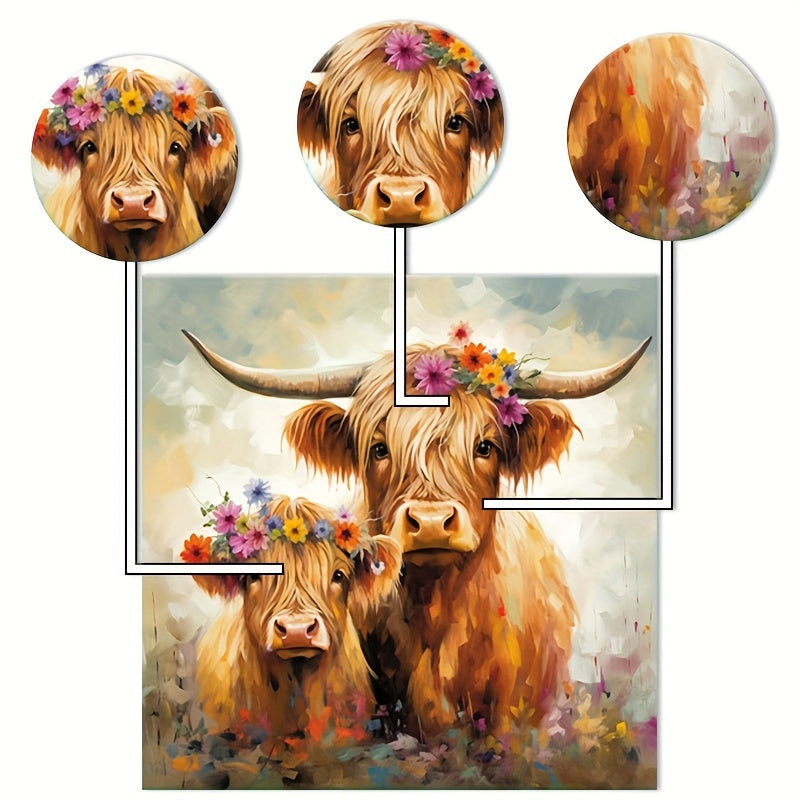 Colourful Floral Highland Cows - Wooden Jigsaw Puzzle - image 4