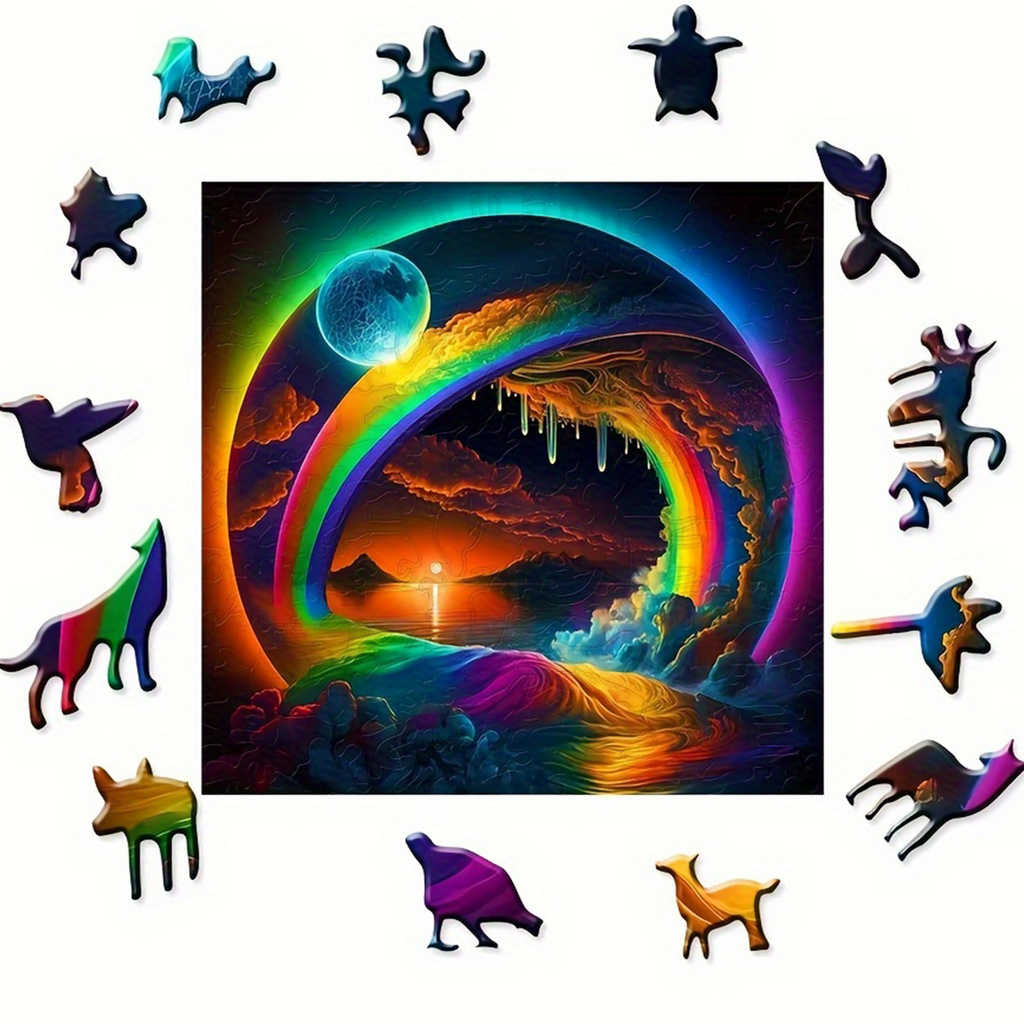 Colorful Aurora - Wooden Jigsaw Puzzle - image 1