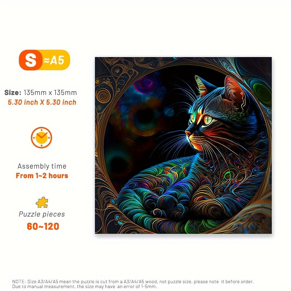 Cat ‘Luminous Fur’ - Wooden Jigsaw Puzzle - image 2