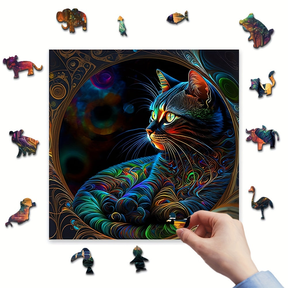 Cat ‘Luminous Fur’ - Wooden Jigsaw Puzzle - image 1