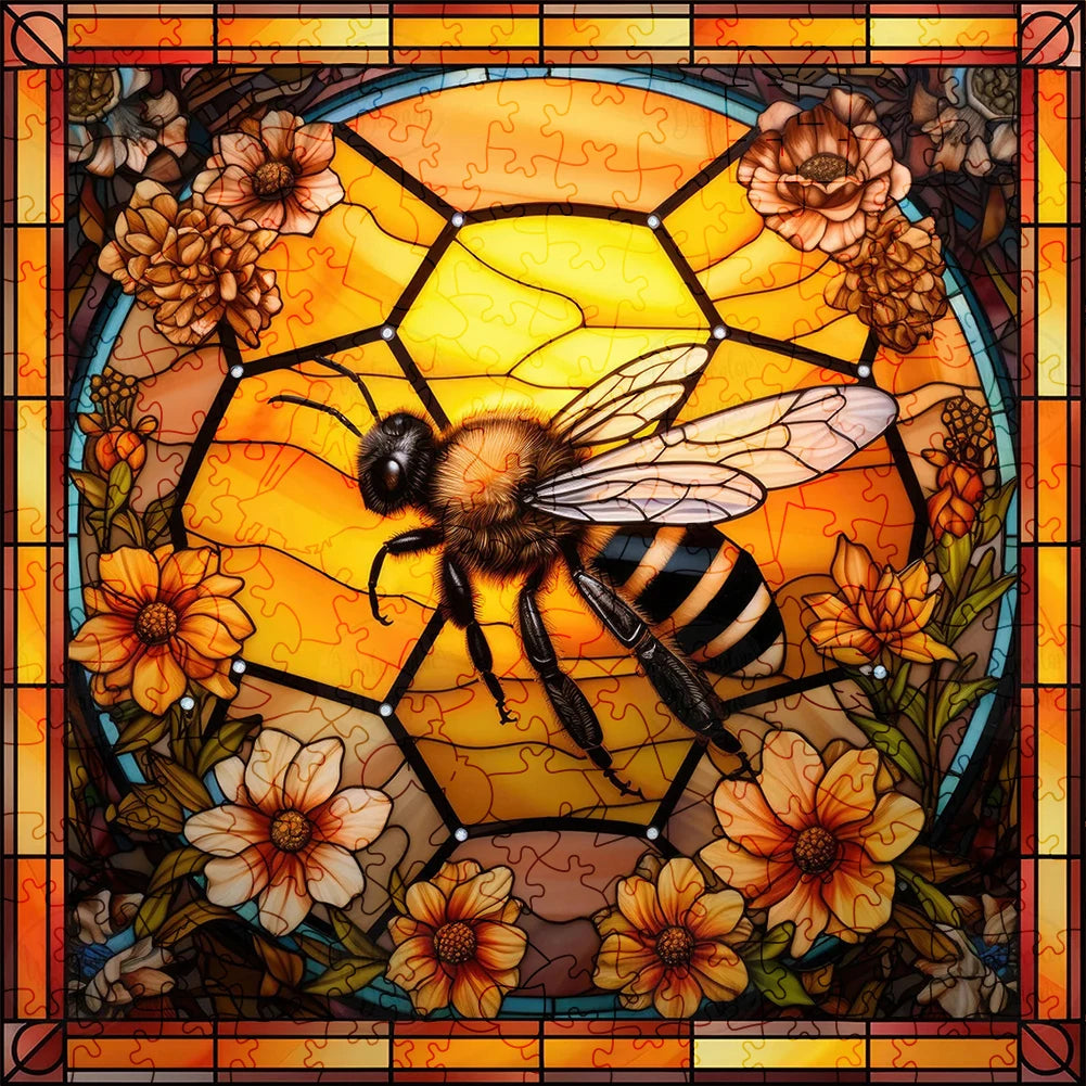Garden Bee Sign -Wooden Jigsaw Puzzle - A3  - Wooden Gift Packaging - image 0